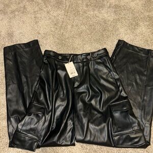 a new day Black Faux Leather Cargo Pants